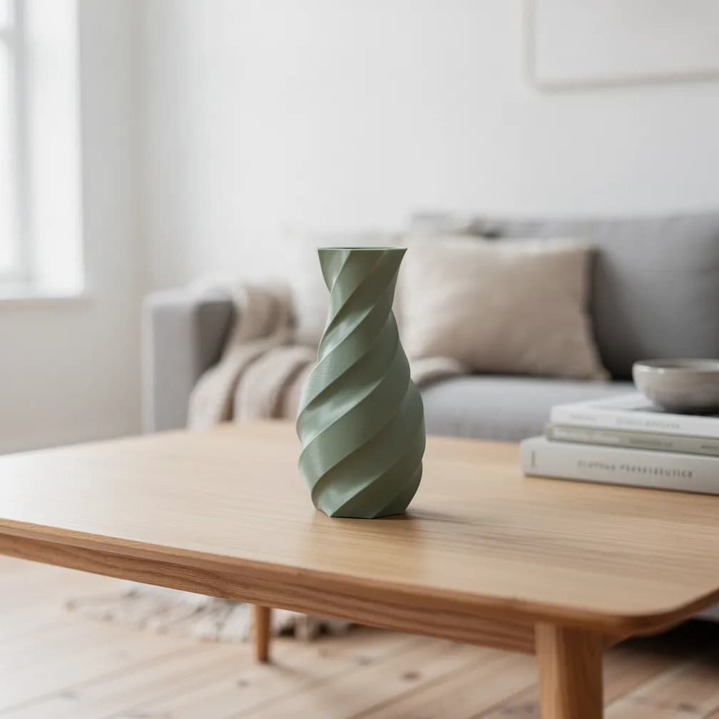 Vase torsadé — vert sauge