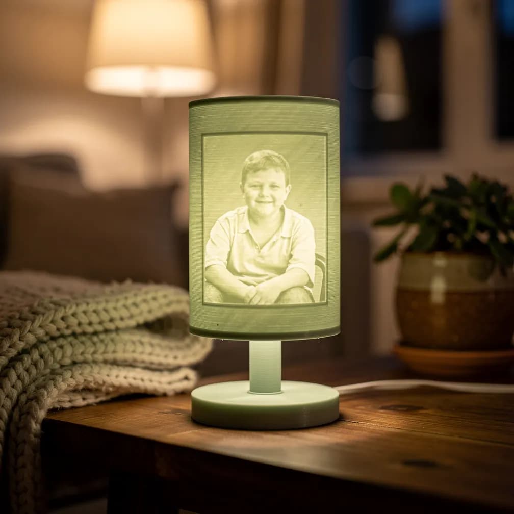Lampe lithophanie — vert sauge