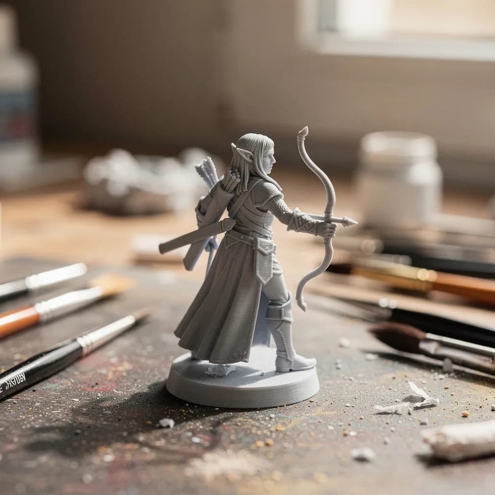 Figurine elfe archère — gris