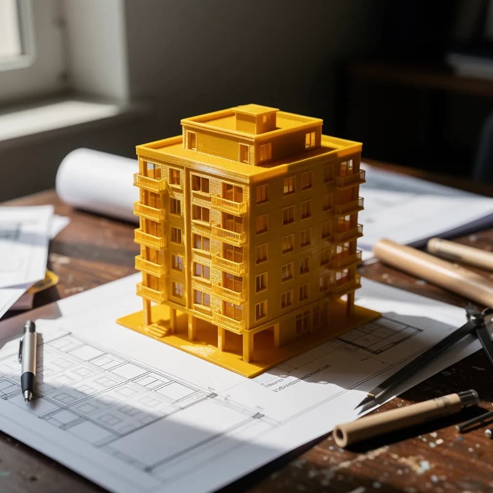 Maquette d'immeuble — moutarde