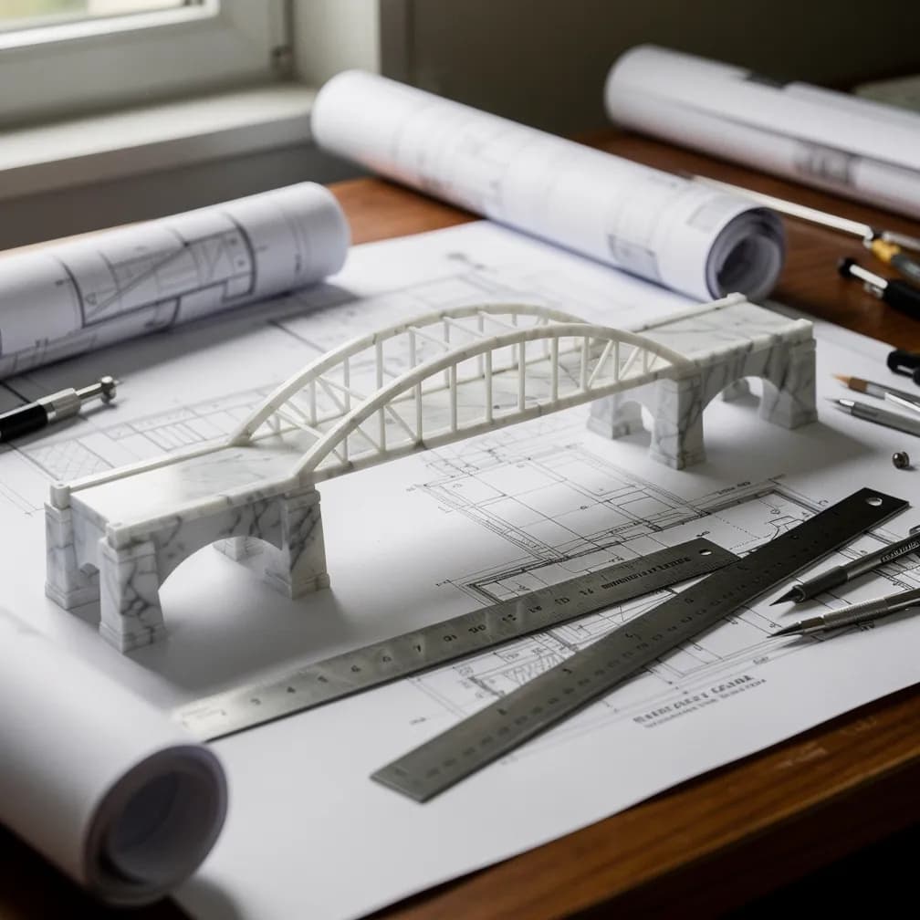 Maquette de pont — effet marbre