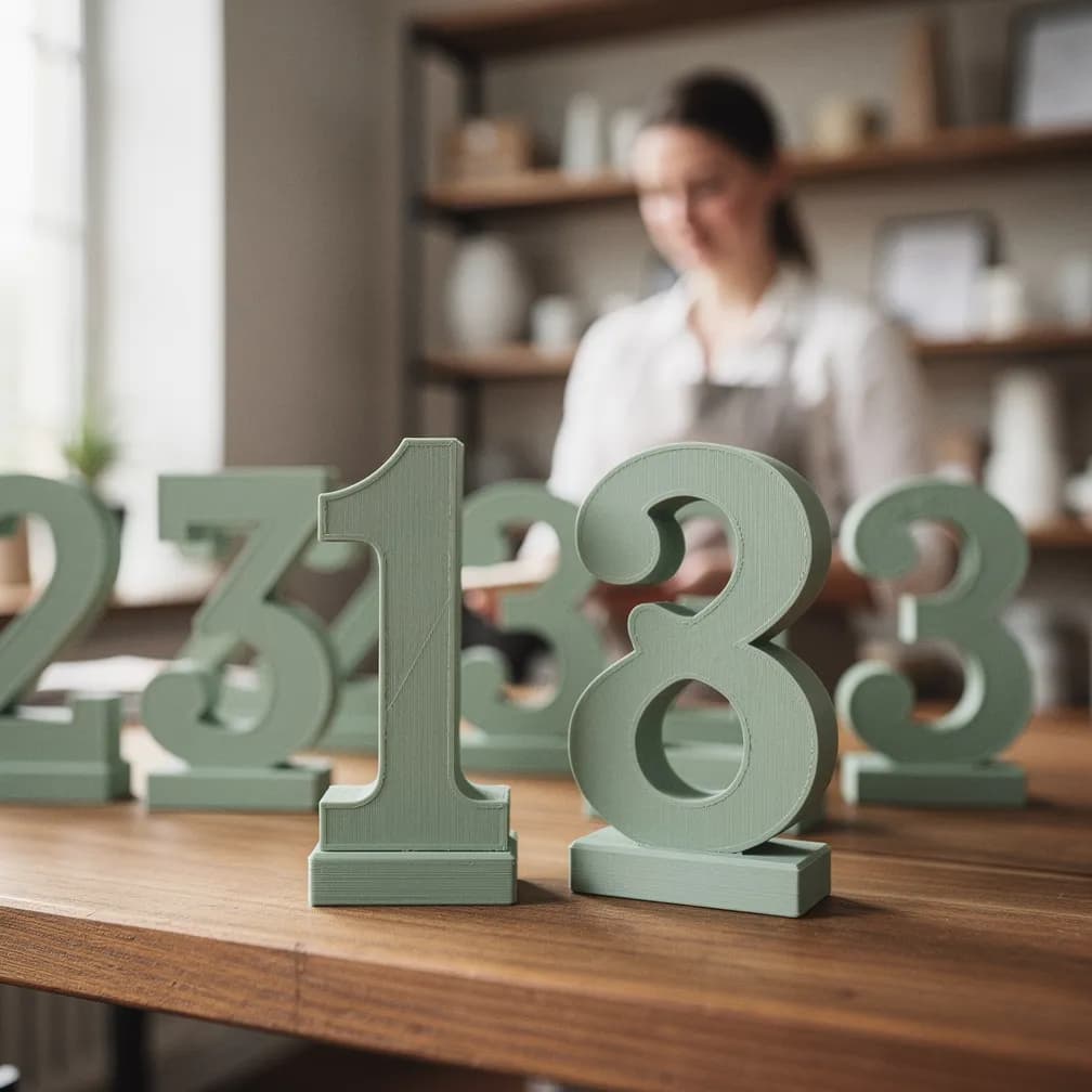 Numéros de table — vert sauge