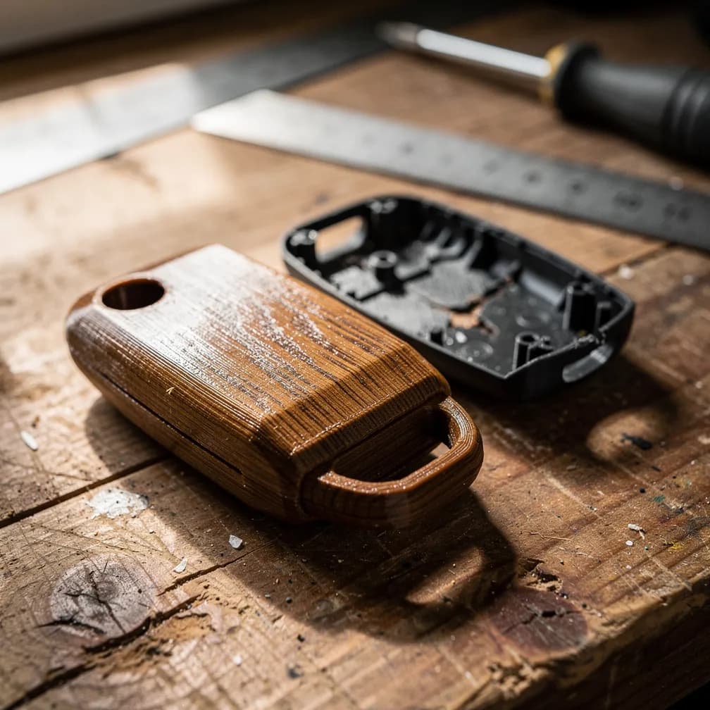 Coque de bip de portail — effet bois