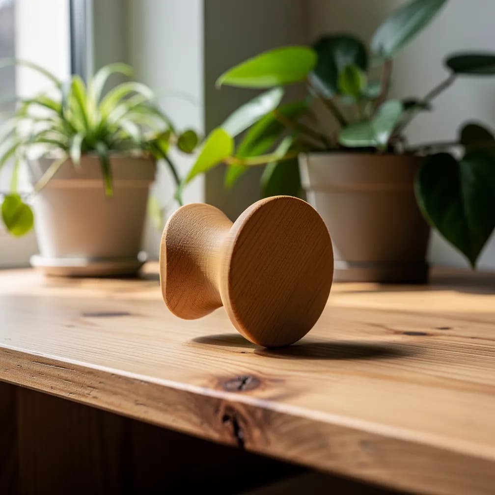 Poignée de porte design — effet bois
