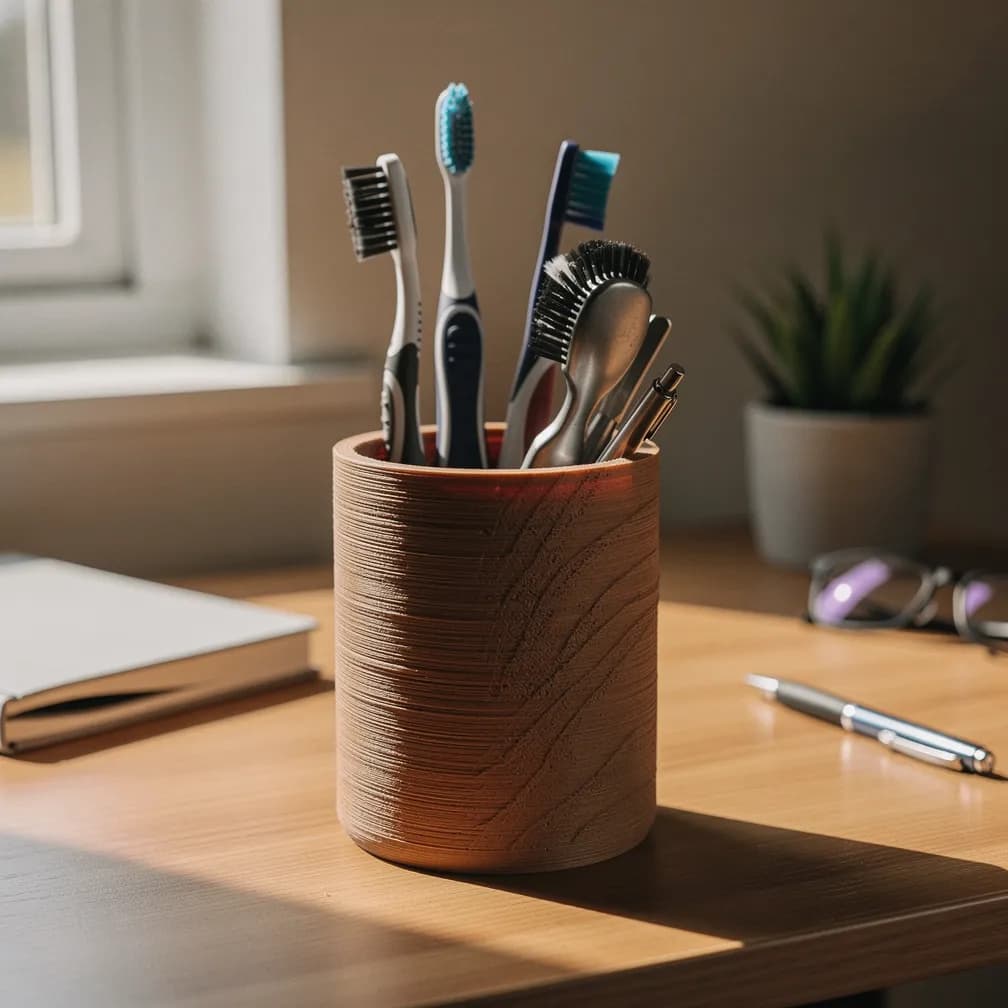 Porte-brosses à dents — effet bois