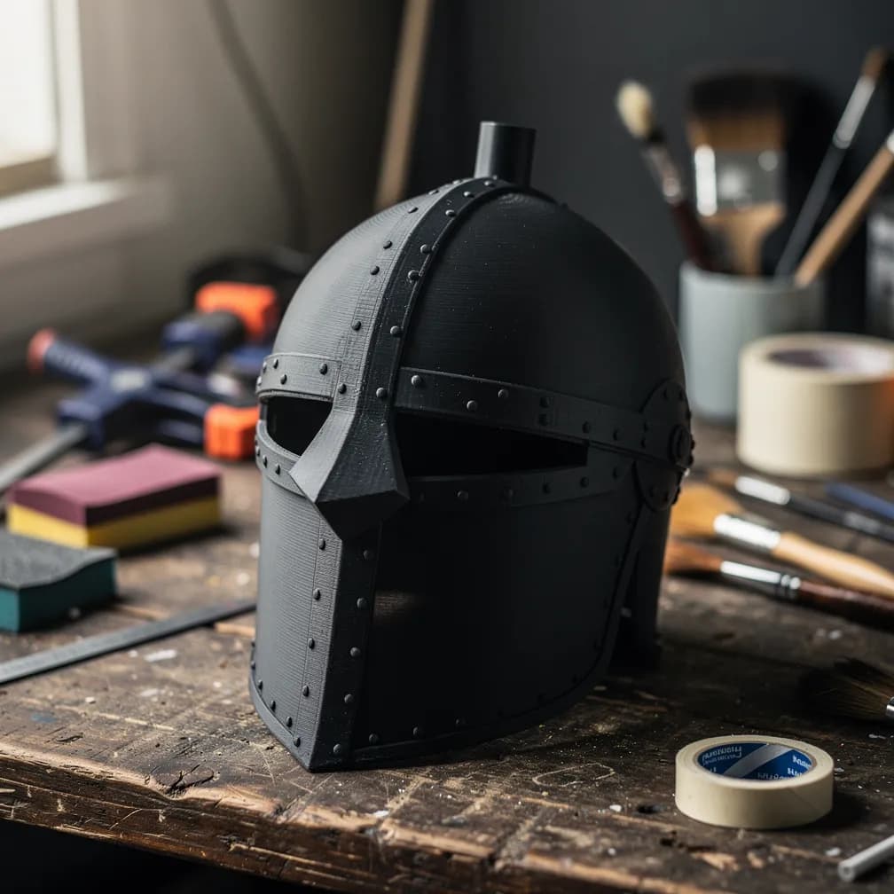 Casque de chevalier fantasy — noir