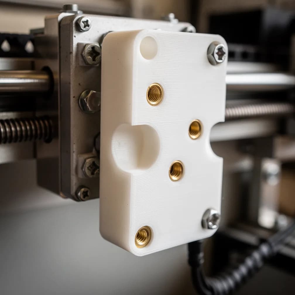 Pièce filetée avec inserts — blanc