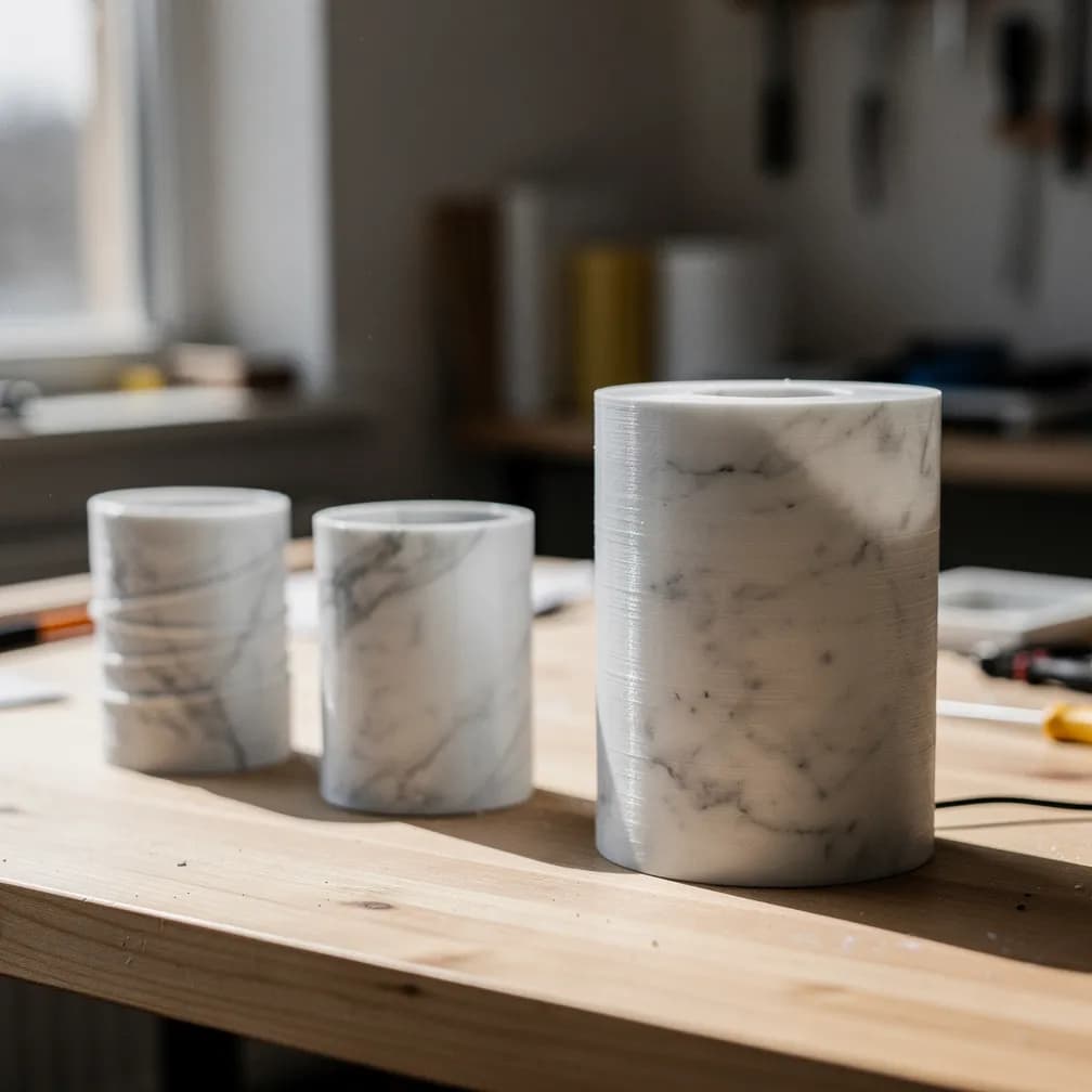 Prototype de luminaire — effet marbre