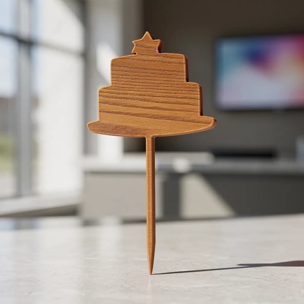 Décor de gâteau (hors contact) — effet bois